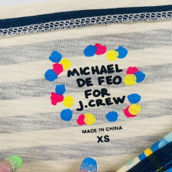 Michael De Feo for J. Crew Size XS Graffiti 3/4 Sleeve Striped Shirt Top - Picture 7 of 8